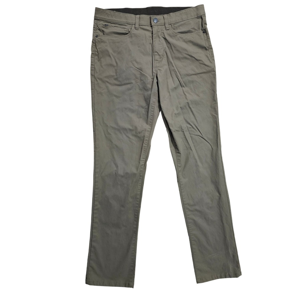English Laundry Mens 32x32 Olive Green 5-Pocket Straight Leg Pants Casual